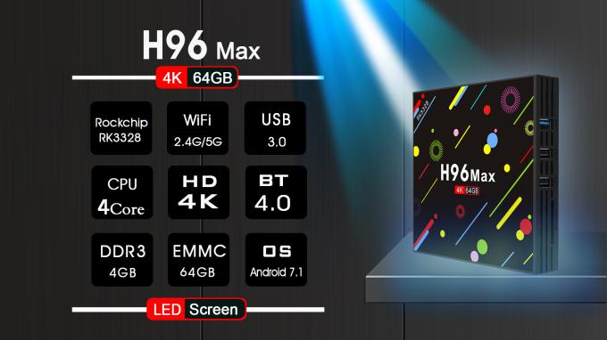 H96 maximales 4G 64G RK3328 Android 7,1 KODI17.3 mit wifi 5G und geführtem Schirm